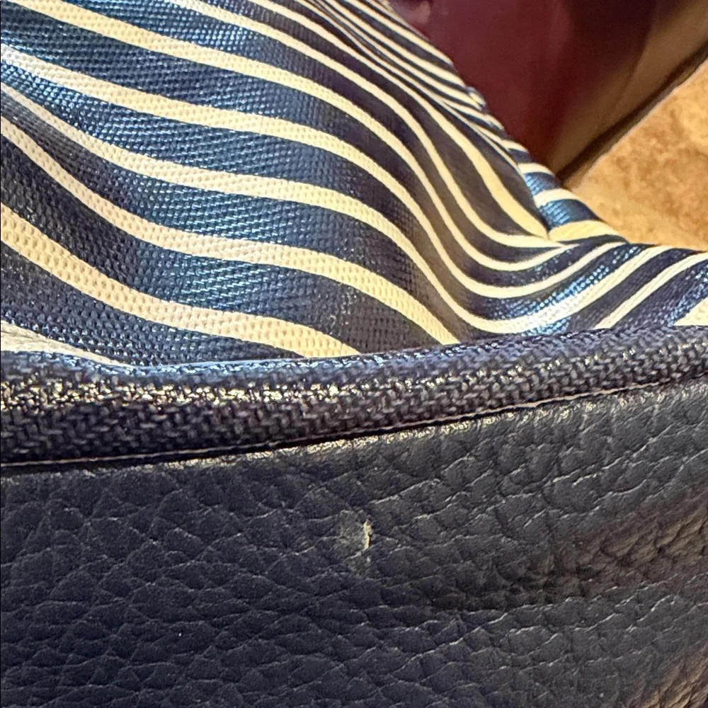 kate spade Navy and White Striped Shoulder Bag with Front Zippers - Picture 4 of 10